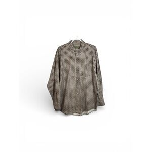 Generra Reserve Mens XL Geometric Print Long Sleeve Button Up Shirt Cotton